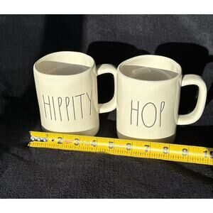 Rae Dunn Easter Spring Gift Mugs Cups Hippity Hop set of 2 White Ceramic